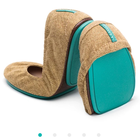 Tieks Women's Tan Woven Brentwood Vegan Ballet Flats - Picture 1 of 12